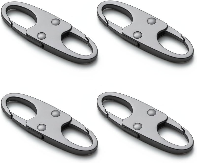 zelin Anti Theft Zipper Clips Double Opening Small Carabiner Clips, 4Pcs Elegant Zinc Alloy Zipper Pull Replacement for Travel, Commuting and Camping (Space Grey) - Image 1
